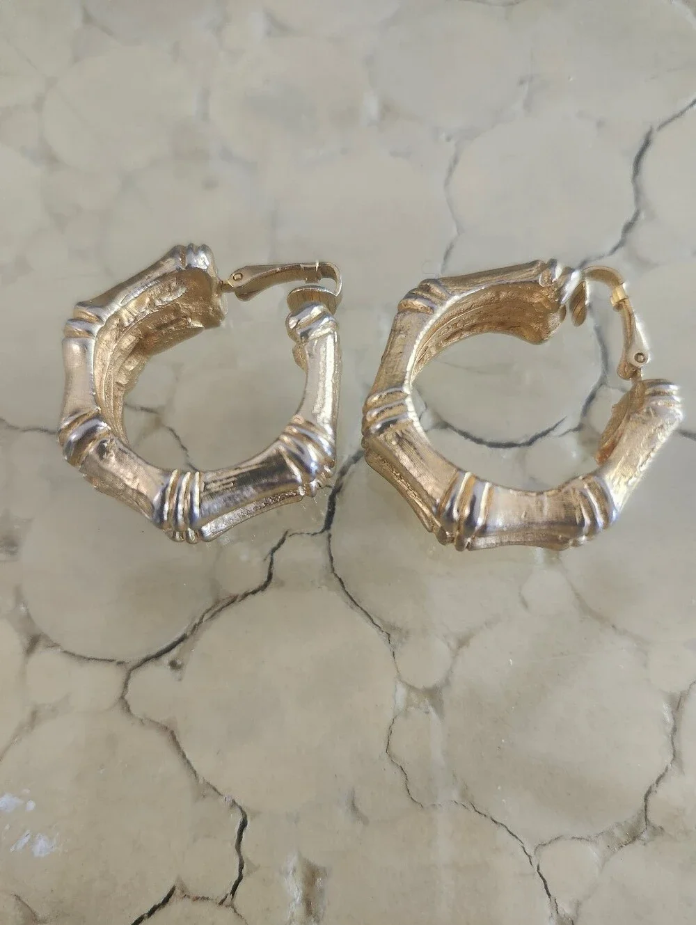 Vintage Kenneth Lane Gold-Tone Double Bamboo Earrings - Women's Jewelry - Picture 2 of 3